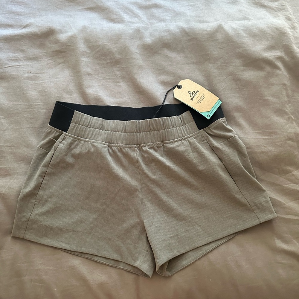 Prana Gray Athletic Shorts Lightweight Elastic Waist